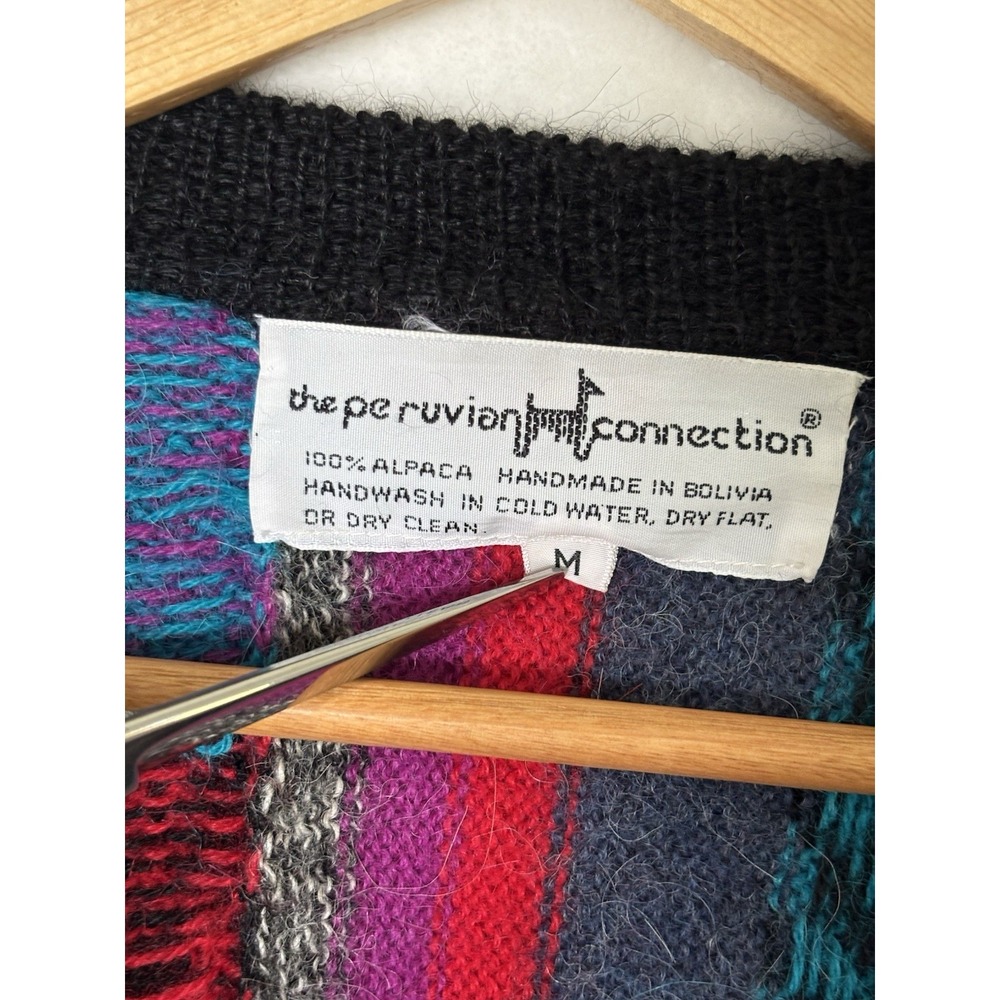The Peruvian Connection 100% Alpaca Cardigan Sweater Women's M Handmade Bolivia - Picture 2 of 7